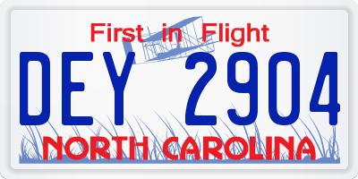 NC license plate DEY2904