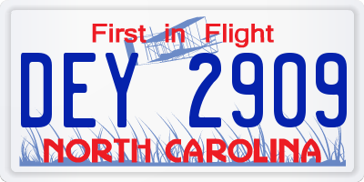NC license plate DEY2909
