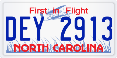 NC license plate DEY2913