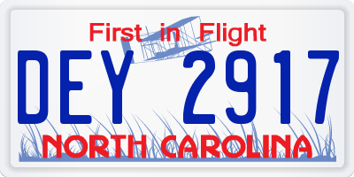 NC license plate DEY2917