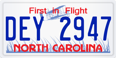 NC license plate DEY2947