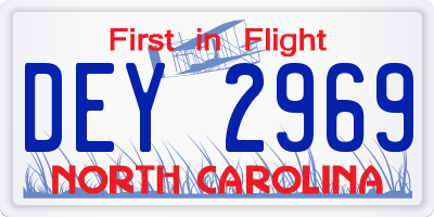 NC license plate DEY2969