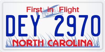 NC license plate DEY2970