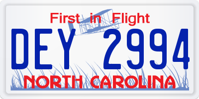 NC license plate DEY2994