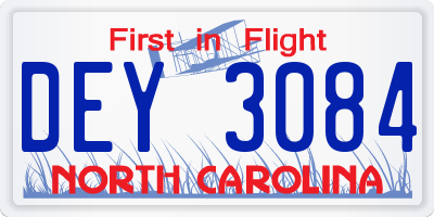 NC license plate DEY3084