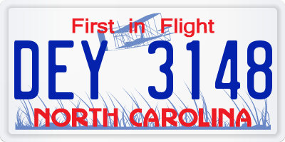 NC license plate DEY3148