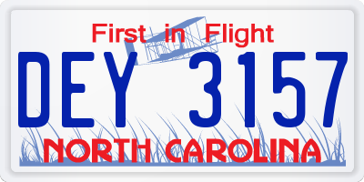 NC license plate DEY3157