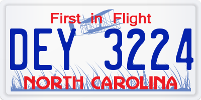 NC license plate DEY3224