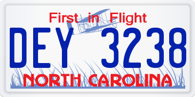 NC license plate DEY3238