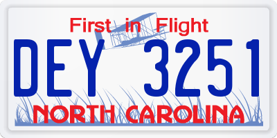 NC license plate DEY3251