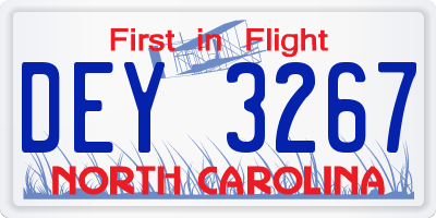 NC license plate DEY3267