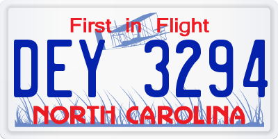NC license plate DEY3294