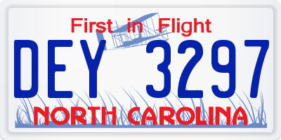 NC license plate DEY3297