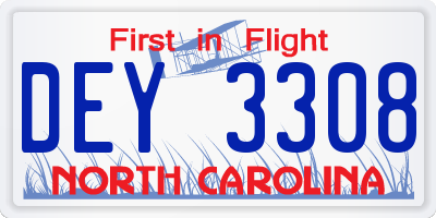 NC license plate DEY3308