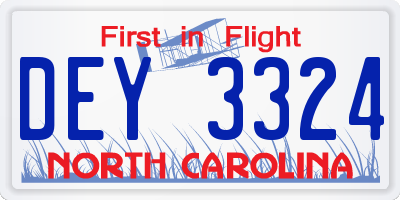 NC license plate DEY3324