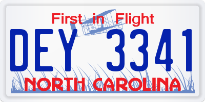 NC license plate DEY3341