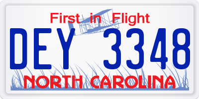 NC license plate DEY3348