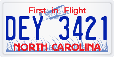 NC license plate DEY3421