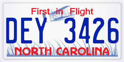 NC license plate DEY3426