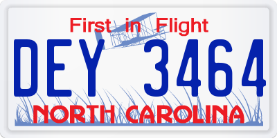 NC license plate DEY3464