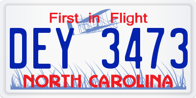 NC license plate DEY3473