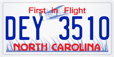 NC license plate DEY3510