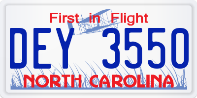 NC license plate DEY3550