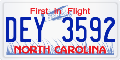 NC license plate DEY3592