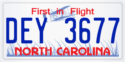 NC license plate DEY3677