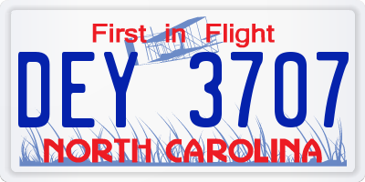 NC license plate DEY3707