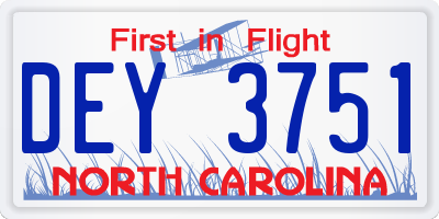 NC license plate DEY3751
