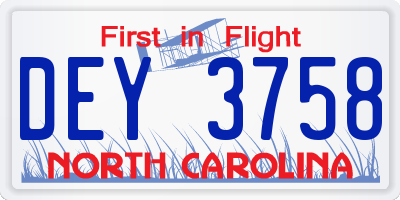 NC license plate DEY3758