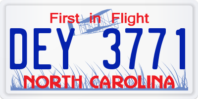 NC license plate DEY3771