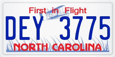 NC license plate DEY3775