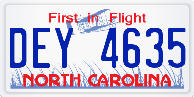 NC license plate DEY4635