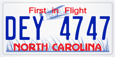 NC license plate DEY4747