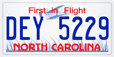NC license plate DEY5229