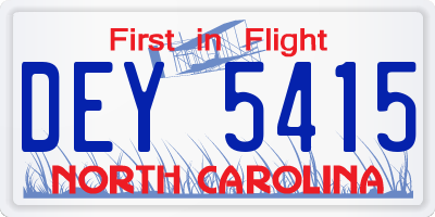 NC license plate DEY5415