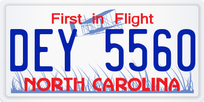 NC license plate DEY5560