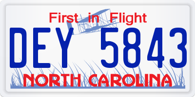NC license plate DEY5843