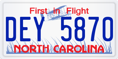NC license plate DEY5870
