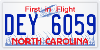 NC license plate DEY6059