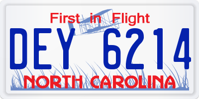 NC license plate DEY6214
