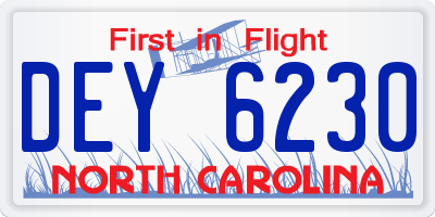NC license plate DEY6230