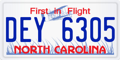NC license plate DEY6305