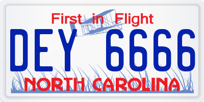 NC license plate DEY6666