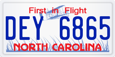 NC license plate DEY6865