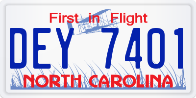NC license plate DEY7401
