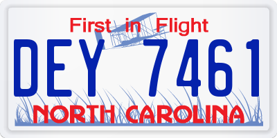 NC license plate DEY7461