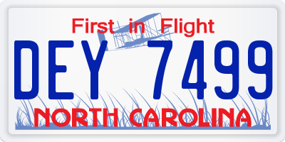 NC license plate DEY7499